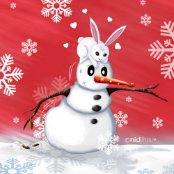 Coupon "Bonhomme de Neige-Fond rouge -PRECOMMANDE