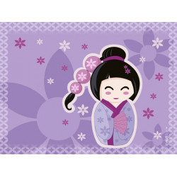 Coupon Polycoton rectangulaire "Kokeshi " T15x20 violet - en stock