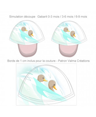 Coupons chaussons de bébé "Cygnes" Velours- PRECOMMANDE