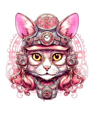 Coupon "Chat rose steampunk"-PRECOMMANDE