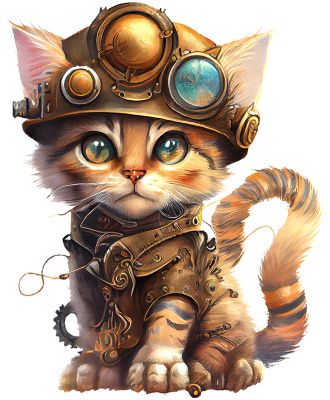 Coupon "Chaton mignon steampunk"-PRECOMMANDE