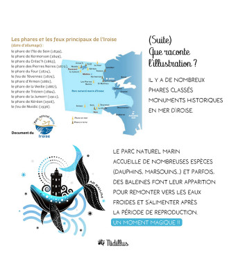 Coupon de tissu " Baleine en mer d'Iroise et phare de Kermorvan" -PRECOMMANDE