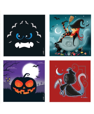 Panneau de tissus "Halloween 15 coupons illustrés + 4 coupons motifs" -PRECOMMANDE