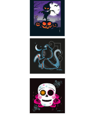 Panneau de tissus "Halloween 15 coupons illustrés + 4 coupons motifs" -PRECOMMANDE