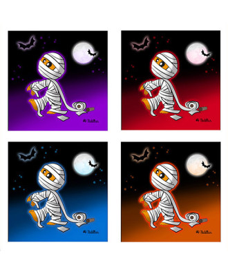 Panneau de tissus "Halloween 15 coupons illustrés + 4 coupons motifs" -PRECOMMANDE