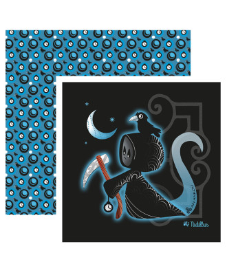 Lot de 2 tissus "L'Ankou de Bretagne- noir + motifs " T25 -PRECOMMANDE