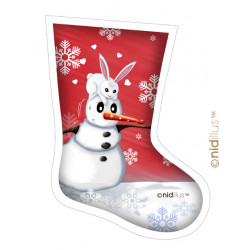 Coupon Chaussette velours souple - "Bonhomme de Neige-fond rouge" - en stock