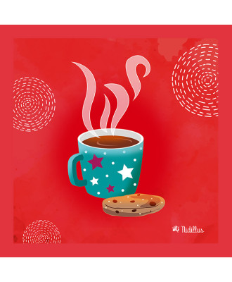 Coupon tissu "Tasse de chocolat chaud et cookie" -PRECOMMANDE