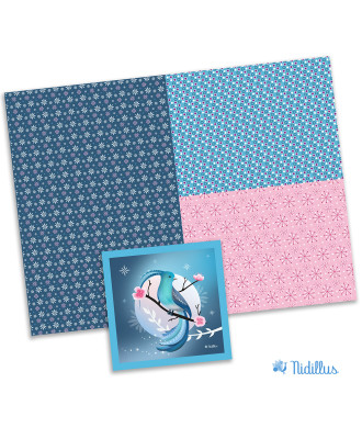 Tissus patchwork pour pochette à livre "L'oiseau bleu " -PRECOMMANDE